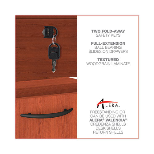 Alera Valencia Series Hanging Pedestal File, Left/right, 2-drawer: Box/file, Legal/letter, Cherry, 15.63 X 20.5 X 19.25