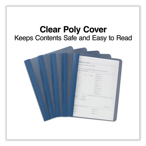 Clear Front Report Covers With Fasteners, Three-prong Fastener, 0.5" Capacity,  8.5 X 11, Clear/dark Blue, 25/box