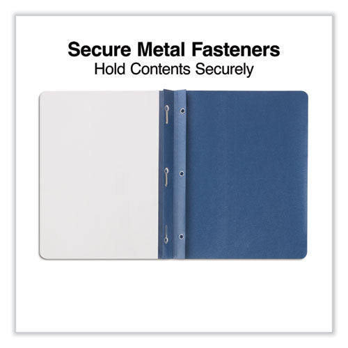 Clear Front Report Covers With Fasteners, Three-prong Fastener, 0.5" Capacity,  8.5 X 11, Clear/dark Blue, 25/box