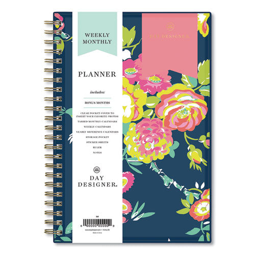Day Designer Peyton Create-your-own Cover Weekly/monthly Planner, Floral Artwork, 8 X 5, Navy Cover, 12-month (jan-dec): 2023