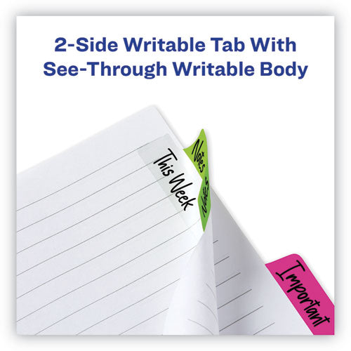 Ultra Tabs Repositionable Tabs, Margin Tabs: 2.5" X 1", 1/5-cut, Assorted Neon Colors, 48/pack