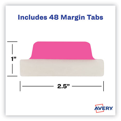 Ultra Tabs Repositionable Tabs, Margin Tabs: 2.5" X 1", 1/5-cut, Assorted Neon Colors, 48/pack