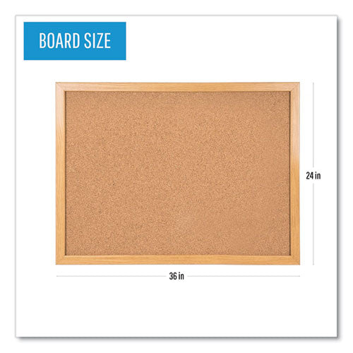 Value Cork Bulletin Board With Oak Frame, 24 X 36, Natural Surface, Oak Frame