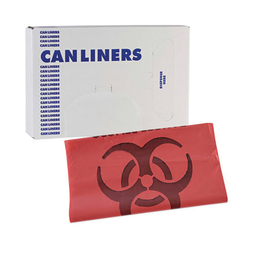 Linear Low Density Health Care Trash Can Liners, 33 Gal, 1.3 Mil, 33 X 39, Red, 150/carton