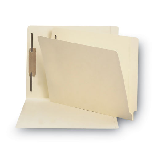 End Tab Fastener Folders With Reinforced Straight Tabs, 14-pt Manila, 1 Fastener, Letter Size, Manila Exterior, 50/box