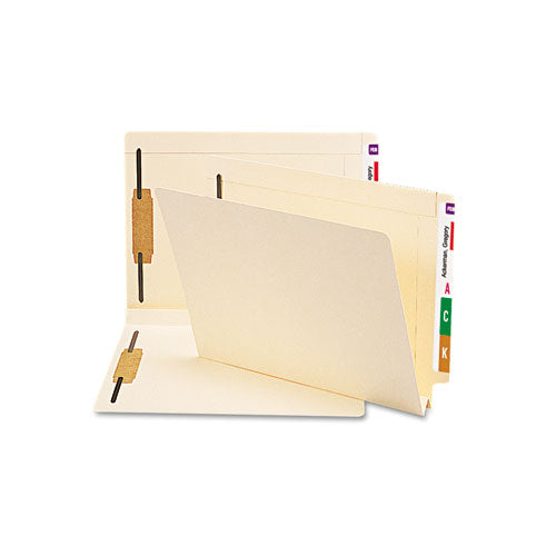 End Tab Fastener Folders With Reinforced Straight Tabs, 14-pt Manila, 1 Fastener, Letter Size, Manila Exterior, 50/box