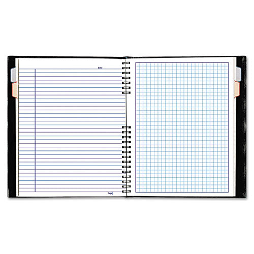 Notepro Quad Notebook, Data/lab-record Format With Narrow And Quadrille Rule Sections, Black Cover, (96) 9.25 X 7.25 Sheets