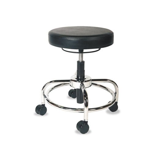 Alera Hl Series Height-adjustable Utility Stool, Backless, Supports Up To 300 Lb, 24" Seat Height, Black Seat, Chrome Base