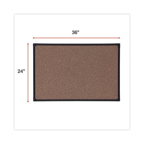 Tech Cork Board, 36 X 24, Cork Surface, Black Plastic Frame