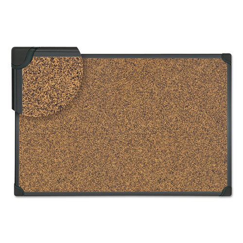 Tech Cork Board, 36 X 24, Cork Surface, Black Plastic Frame