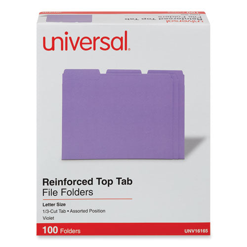 Reinforced Top-tab File Folders, 1/3-cut Tabs: Assorted, Letter Size, 1" Expansion, Violet, 100/box