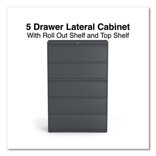 Lateral File, 5 Legal/letter/a4/a5-size File Drawers, Charcoal, 42" X 18.63" X 67.63"