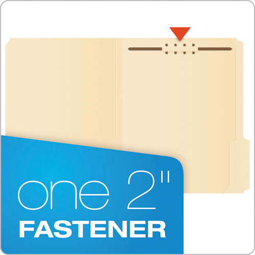 Manila Fastener Folders, 1/3-cut Tabs, 1 Fastener, Letter Size, Manila Exterior, 50/box