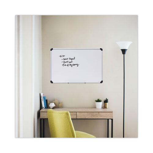 Deluxe Porcelain Magnetic Dry Erase Board, 36 X 24, White Surface, Silver/black Aluminum Frame