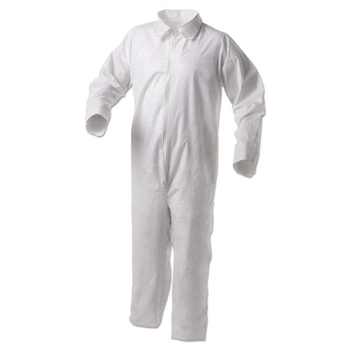 A35 Liquid And Particle Protection Coveralls, Zipper Front, Hood/boots, Elastic Wrists/ankles, 4x-large, White, 25/carton