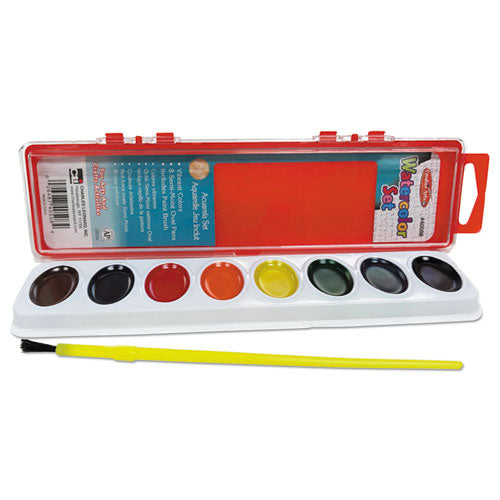 Charles Leonard Watercolor Paint Pan Kit Class Pack, 8 Assorted Colors, 1 Oz Palette Tray, 36 Kits/box