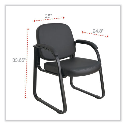 Alera Genaro Series Fabric Half-back Sled Base Guest Chair, 25" X 24.80" X 33.66", Black Seat, Black Back, Black Base