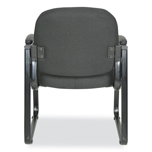 Alera Genaro Series Fabric Half-back Sled Base Guest Chair, 25" X 24.80" X 33.66", Black Seat, Black Back, Black Base