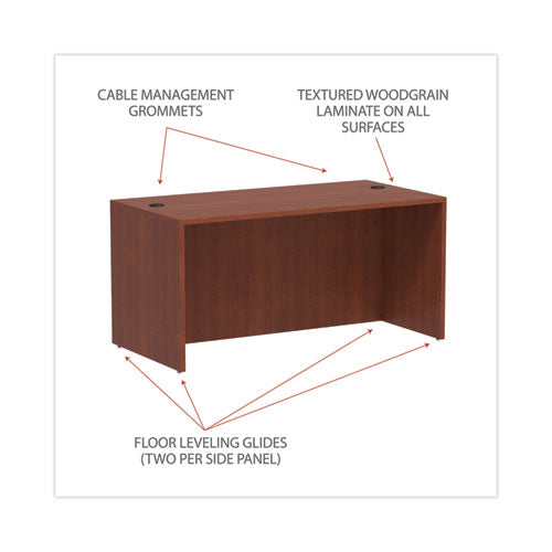 Alera Valencia Series Straight Front Desk Shell, 59.13" X 29.5" X 29.63", Medium Cherry