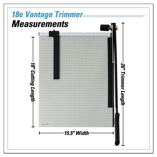 Vantage Guillotine Paper Trimmer/cutter, 15 Sheets, 18" Cut Length, Metal Base, 15.5 X 18.75
