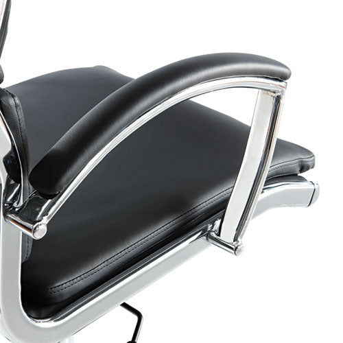 Alera Neratoli High-back Slim Profile Chair, Faux Leather, 275 Lb Cap, 17.32" To 21.25" Seat Height, Black Seat/back, Chrome