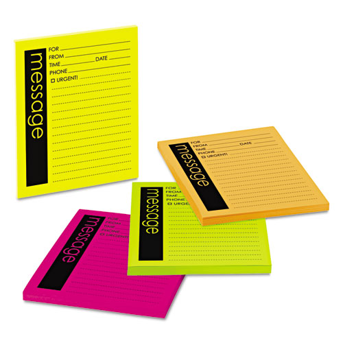 Self-stick Message Pad, Note Ruled, 4" X 5", Energy Boost Collection Colors, 50 Sheets/pad, 4 Pads/pack