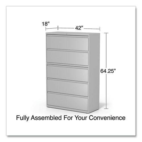 Lateral File, 5 Legal/letter/a4/a5-size File Drawers, 1 Roll-out Posting Shelf, Light Gray, 42" X 18.63" X 67.63"