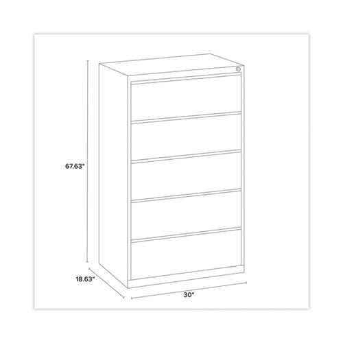 Lateral File Cabinet, 5 Letter/legal/a4-size File Drawers, Putty, 30 X 18.62 X 67.62