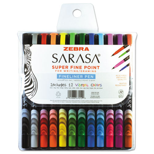 Sarasa Porous Point Pen, Stick, Fine 0.8 Mm, Black Ink, Black Barrel, 12/pack