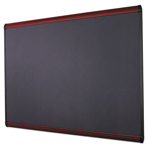 Prestige Plus Magnetic Fabric Bulletin Boards, 48 X 36, Gray Surface, Mahogany Fiberboard/plastic Frame