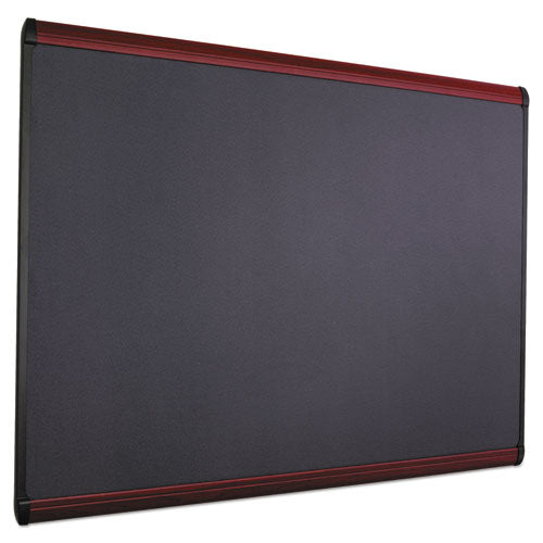 Prestige Plus Magnetic Fabric Bulletin Boards, 48 X 36, Gray Surface, Mahogany Fiberboard/plastic Frame