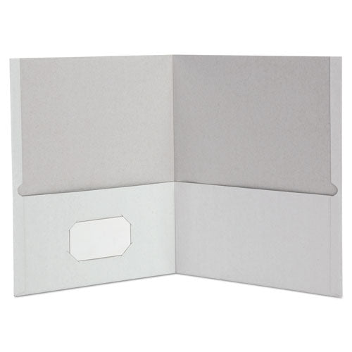 Two-pocket Portfolio, Embossed Leather Grain Paper, 11 X 8.5, White, 25/box