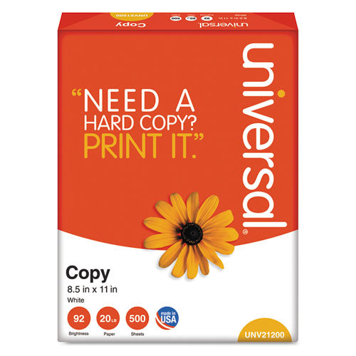 Copy Paper, 92 Bright, 20 Lb Bond Weight, 8.5 X 11, White, 500 Sheets/ream, 10 Reams/carton, 40 Cartons/pallet