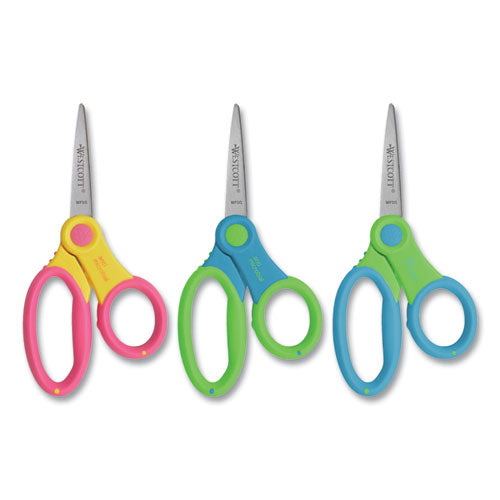 Ultra Soft Handle Scissors W/antimicrobial Protection, Rounded Tip, 5" Long, 2" Cut Length, Randomly Assorted Straight Handle