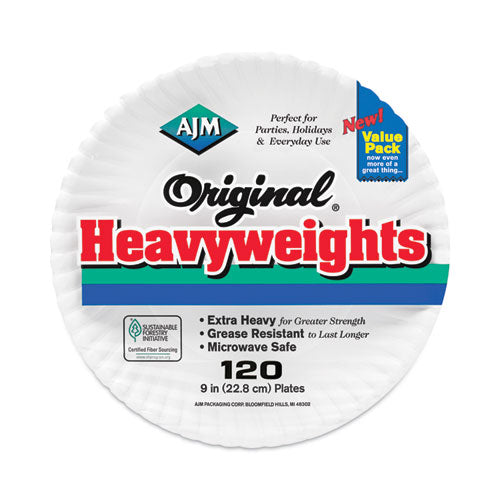 Gold Label Coated Paper Plates, 9" Dia, White, 120/pack, 8 Packs/carton