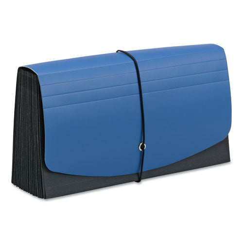 Handy File With Pockets, 21 Sections, Elastic Cord Closure, 1/2-cut Tabs, Check Size, Black/blue