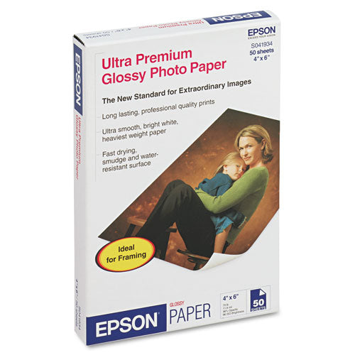 Ultra Premium Glossy Photo Paper, 11.8 Mil, 4 X 6, Glossy Bright White, 100/pack