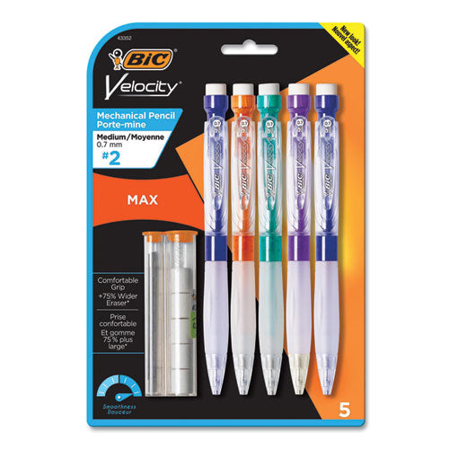 Velocity Max Pencil, 0.9 Mm, Hb (#2), Black Lead, Assorted Barrel Colors, 2/pack