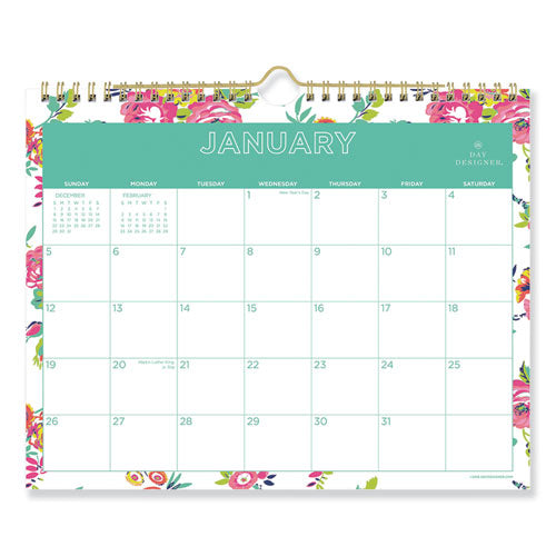Day Designer Peyton Wall Calendar, Peyton Floral Artwork, 15 X 12, White/navy Sheets, 12-month (jan To Dec): 2023