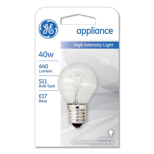 Incandescent S11 Appliance Light Bulb, 40 W, Clear