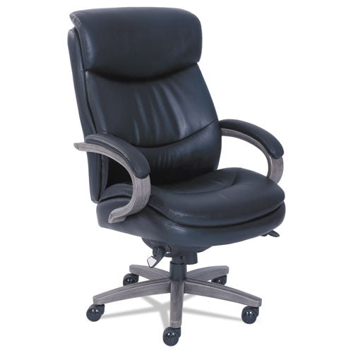 Woodbury Big/tall Executive Chair, Supports Up To 400 Lb, 20.25" To 23.25" Seat Height, Black Seat/back, Weathered Gray Base