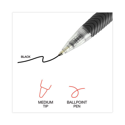 Comfort Grip Ballpoint Pen, Retractable, Medium 1 Mm, Black Ink, Clear Barrel, 48/pack