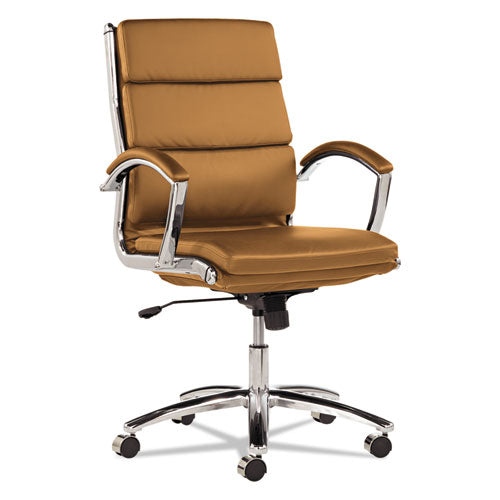 Alera Neratoli Mid-back Slim Profile Chair, Faux Leather, Up To 275 Lb, 18.3" To 21.85" Seat Height, White Seat/back, Chrome