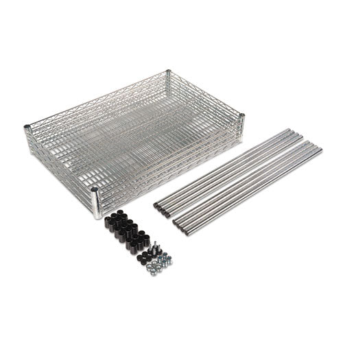 Nsf Certified Industrial Four-shelf Wire Shelving Kit, 36w X 24d X 72h, Silver