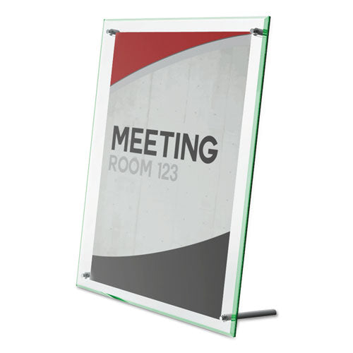 Superior Image Beveled Edge Sign Holder, Letter Insert, Clear/green-tinted Edges