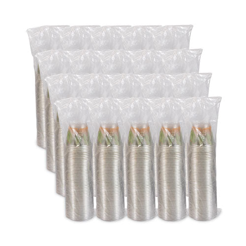 Bare Eco-forward Rpet Cold Cups, 9 Oz, Leaf Design, Clear/green/orange, 1,000/carton