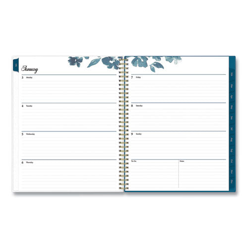 Bakah Blue Weekly/monthly Planner, Bakah Blue Floral Artwork, 11 X 8.5, Blue/white Cover, 12-month (jan To Dec): 2023