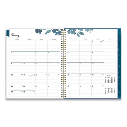 Bakah Blue Weekly/monthly Planner, Bakah Blue Floral Artwork, 11 X 8.5, Blue/white Cover, 12-month (jan To Dec): 2023