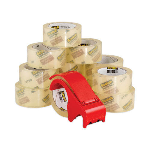 3750 Commercial Grade Packaging Tape With Dp300 Dispenser, 3" Core, 1.88" X 54.6 Yds, Clear, 12/pack