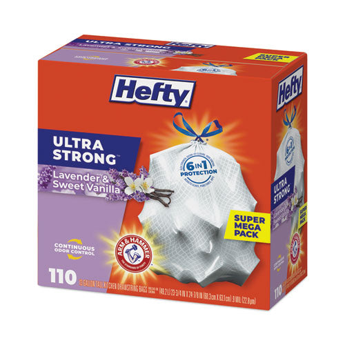 Hefty Ultra Strong Scented Tall White Kitchen Bags 13 Gal 0.9 Mil 23.75"x24.88" White 110 Bags/box 3 Boxes/Case